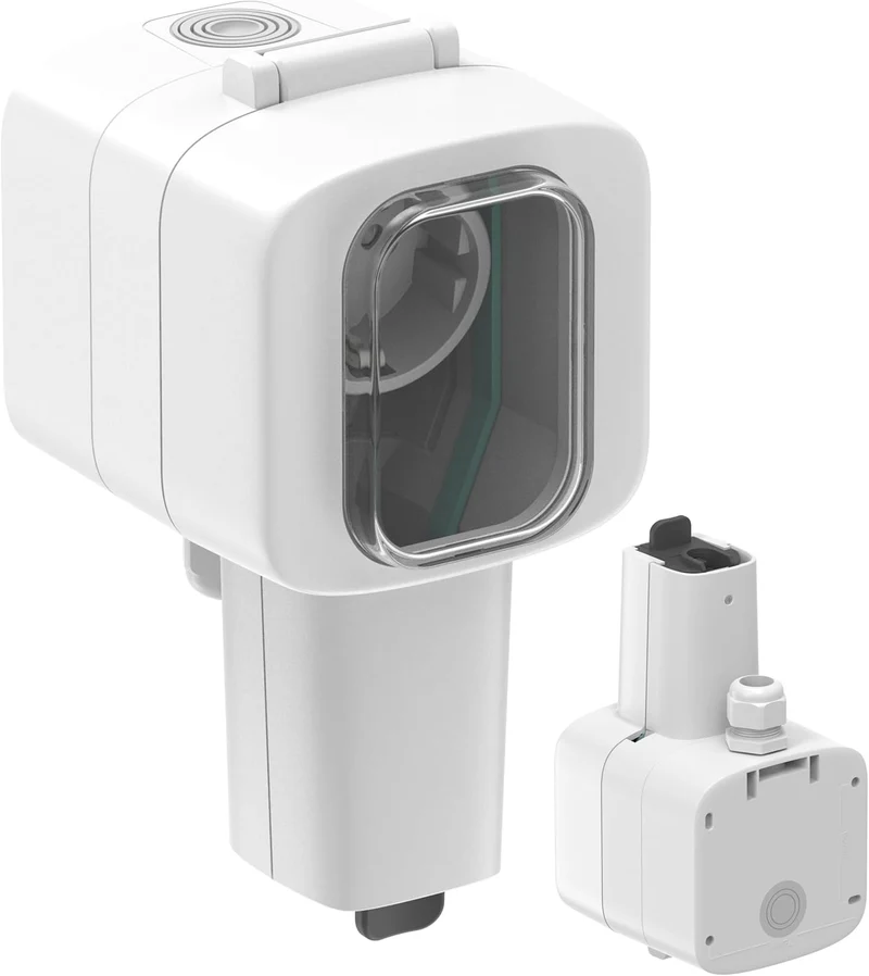 Presa Stagna Oblò da parete da esterno Schuko rinforzata ricarica EV, Presa Wi-fi compatibile Tuya, Alexa, Google Home, Multipresa outdoor IP56, Bianco