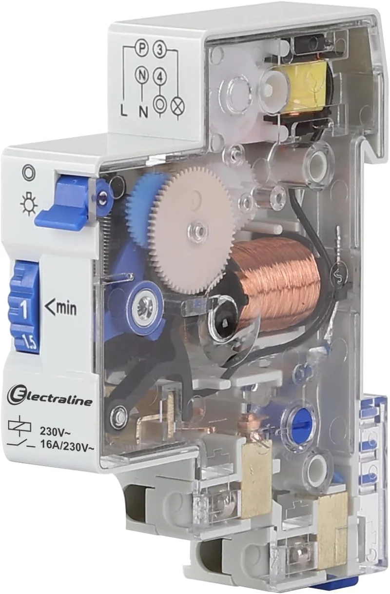 Temporizzatore luci scala, 16A, 1-7min, 230V, 50Hz, Grigio