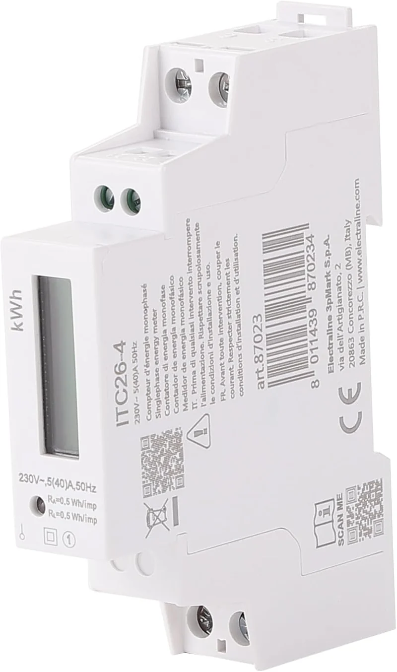 Contatore di energia 230V, 5(40) A, 50Hz, Grigio