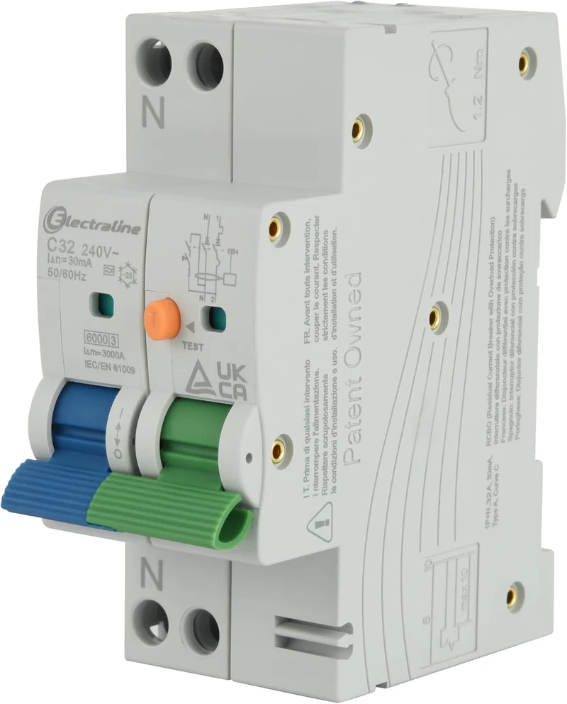 Magnetotermico Differenziale (RCBO), 16A/25A/32A, Tipo A, Curva C, Sensibilità 30mA, Connessione 1P+N