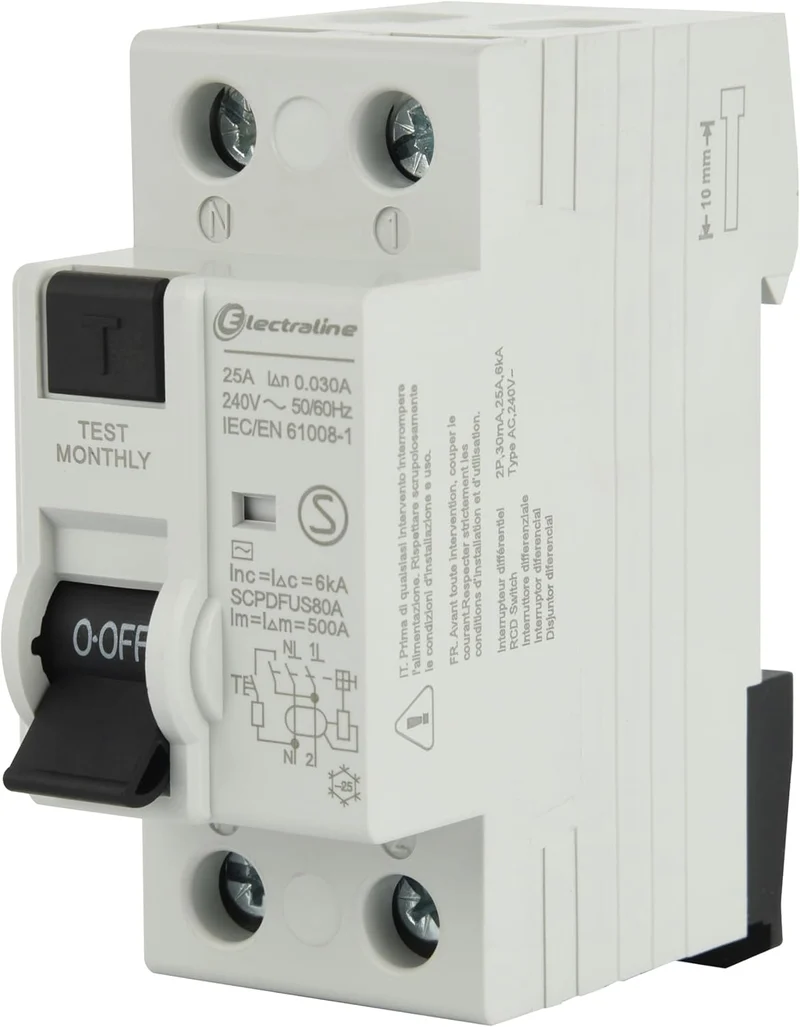 Interruttore Differenziale 25A/40A/63A, sensibilità 30mA, tipo AC