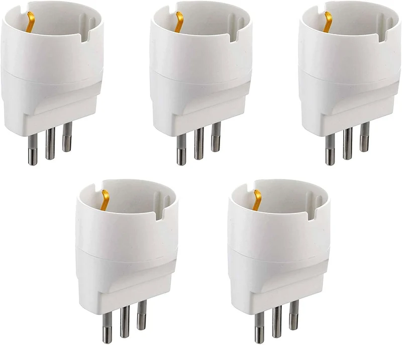 Set Adattatori da Schuko a Spina Piccola, Bianco/ Nero, Confezione Da 5