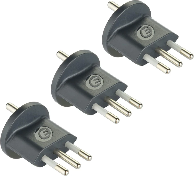 Confezione da 3 Adattatori Permanenti da Spina Tedesca/Schuko/Europea a Italiana 10A, Schuko Fix, grigio scuro